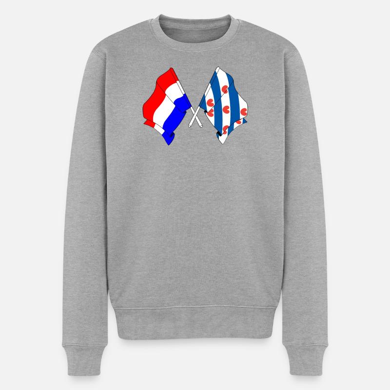 Drapeau des Pays-Bas, Frise croisé - Pull Premium bio Homme - gris chiné