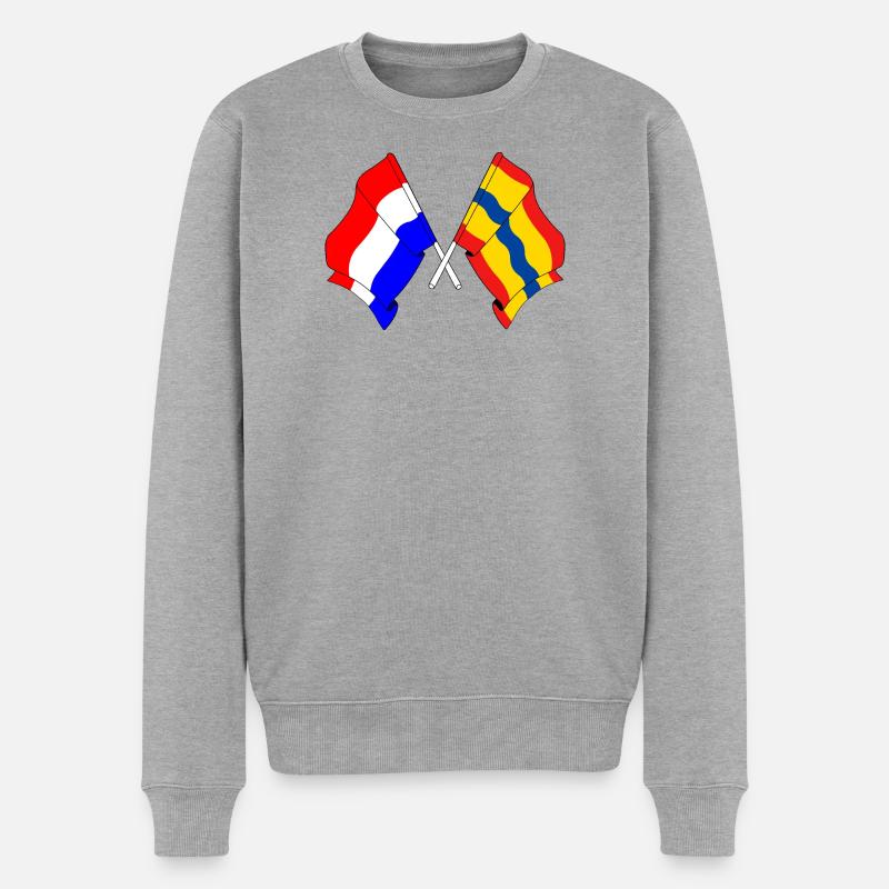 Drapeau des Pays-Bas, Overijssel croisé - Pull Premium bio Homme - gris chiné