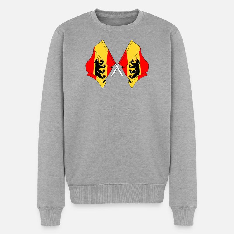 Zwei Flaggen Bern Schweiz - Männer Premium Bio Pullover - Grau meliert