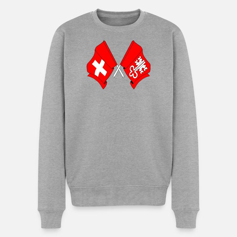 Flagge Schweiz und Flagge Nidwalden - Männer Premium Bio Pullover - Grau meliert