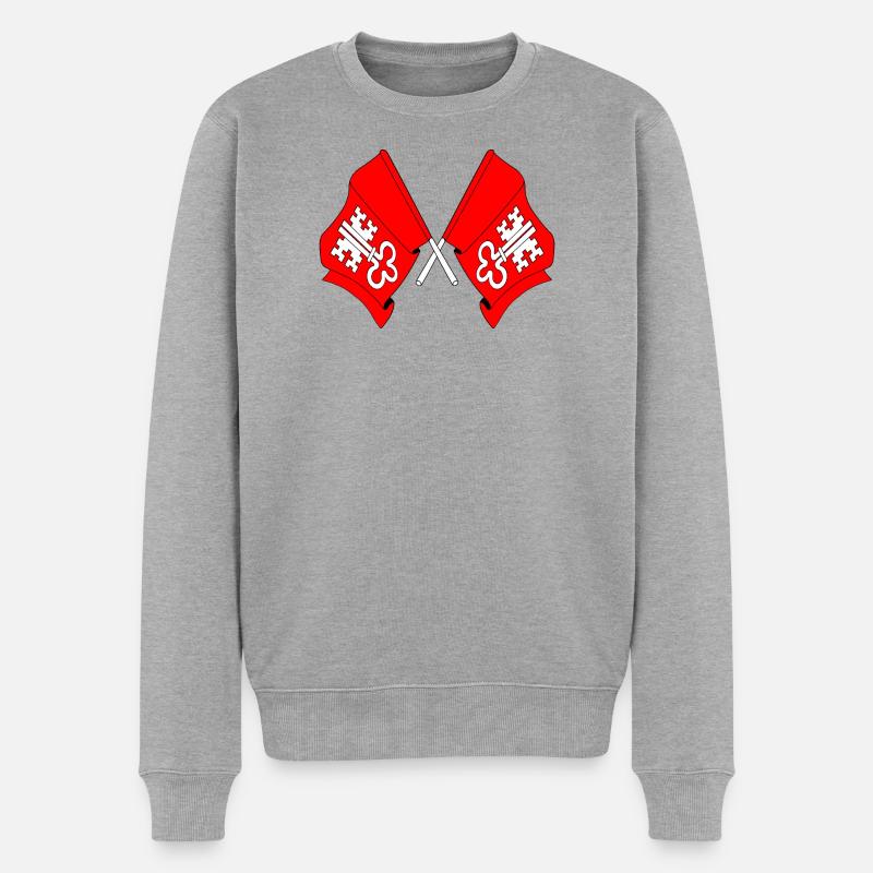 Deux drapeaux Nidwald Suisse - Pull Premium bio Homme - gris chiné