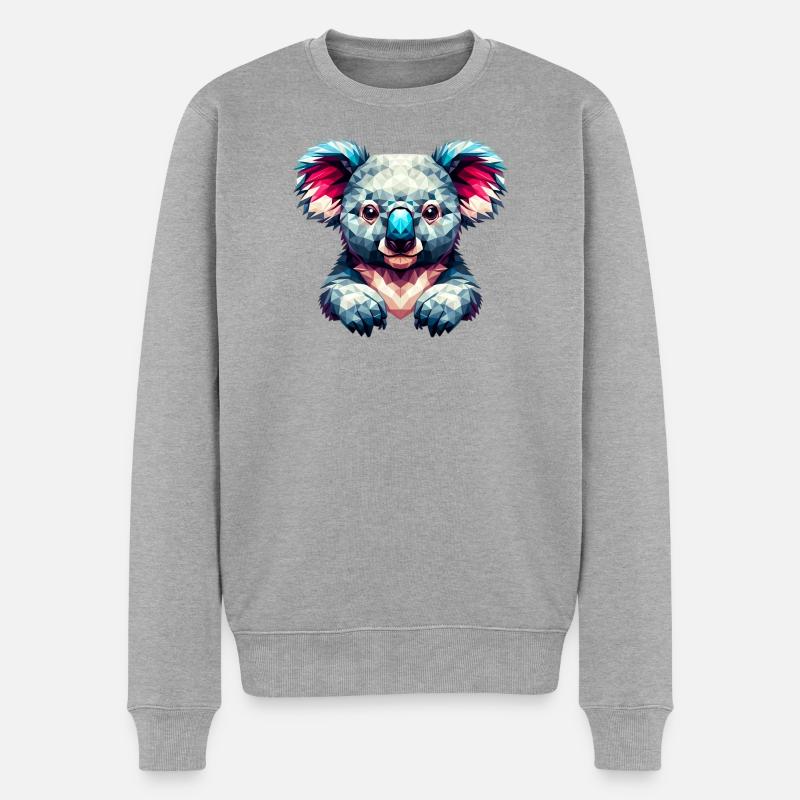 Polygonaler Koala - Männer Premium Bio Pullover - Grau meliert