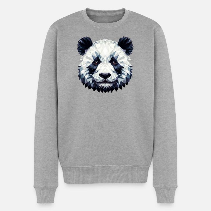 Polygonaler Panda - Männer Premium Bio Pullover - Grau meliert