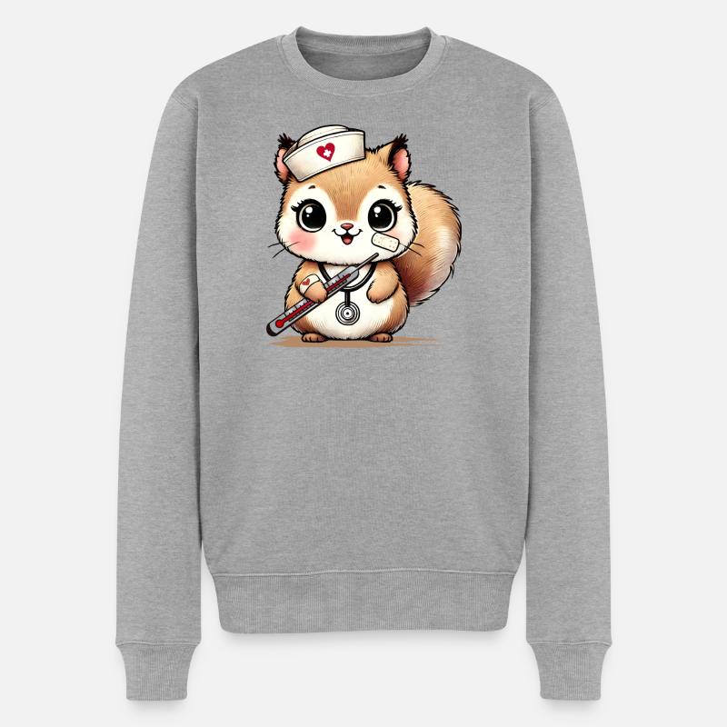 Bezauberndes Eichhörnchen als Krankenschwester - Männer Premium Bio Pullover - Grau meliert
