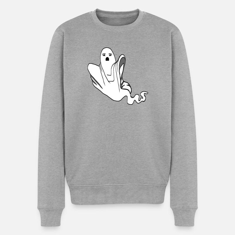 Gespenst - Männer Premium Bio Pullover - Grau meliert