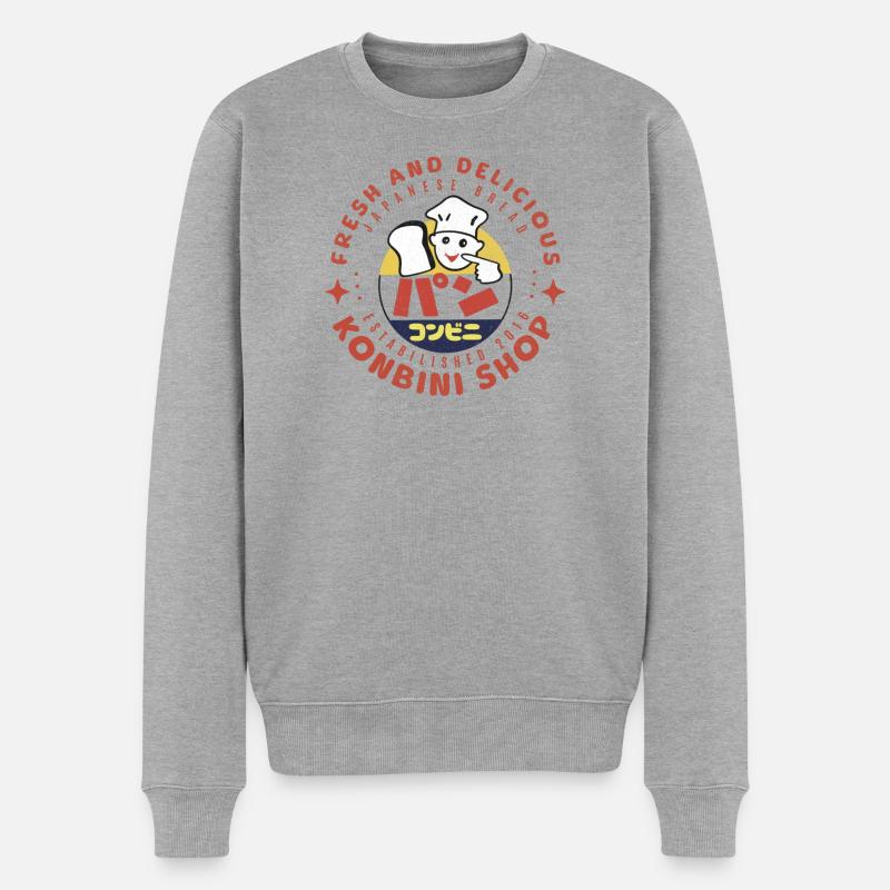 J’adore le pain Konbini - Pull Premium bio Homme - gris chiné