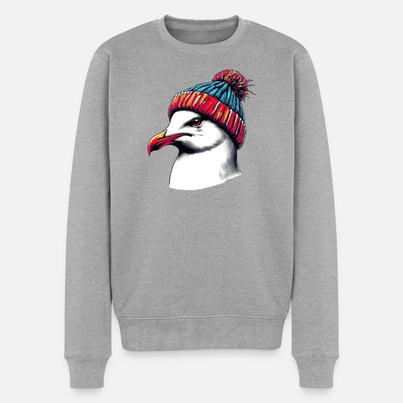 Möwe - Männer Premium Bio Pullover - Grau meliert