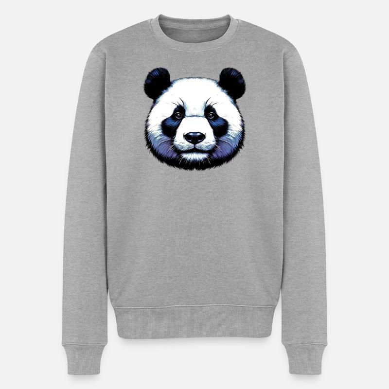 Panda - Männer Premium Bio Pullover - Grau meliert