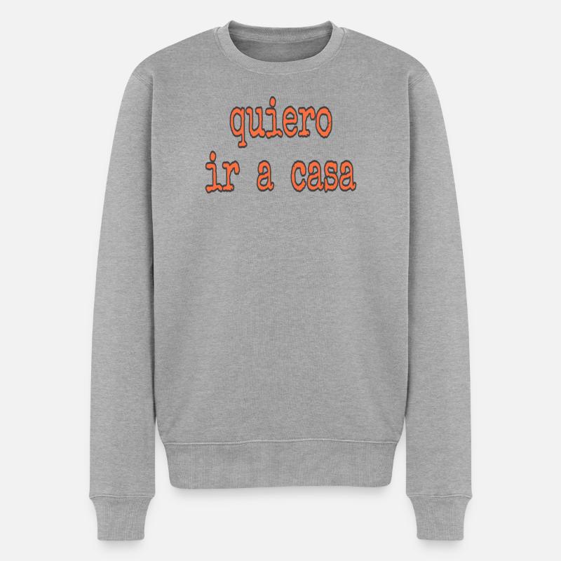 ICH_WILL _NACH_HAUSE - Männer Premium Bio Pullover - Grau meliert