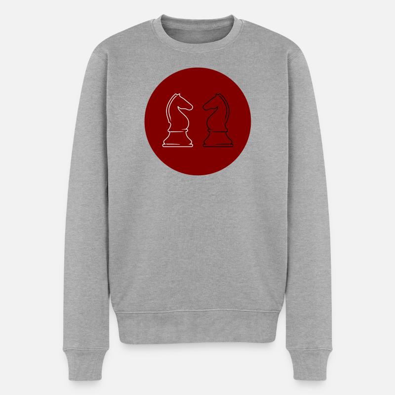 Schach 2Springer - Männer Premium Bio Pullover - Grau meliert