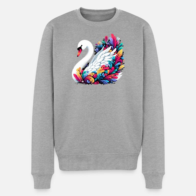 Schwan - Männer Premium Bio Pullover - Grau meliert