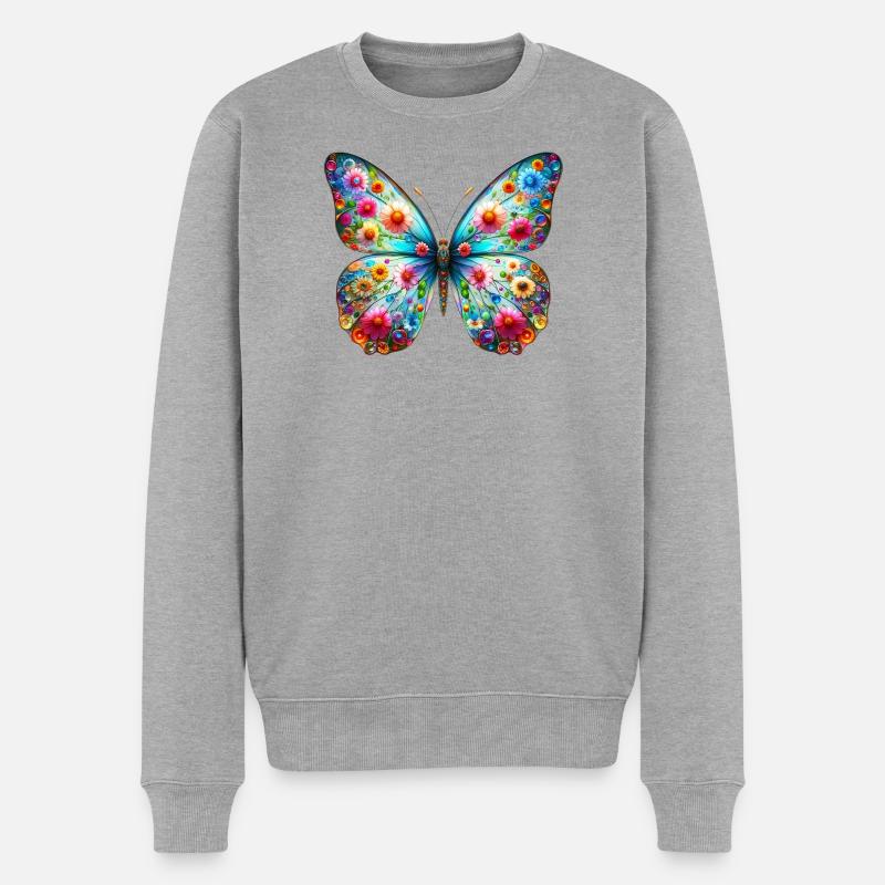 Papillon - Pull Premium bio Homme - gris chiné