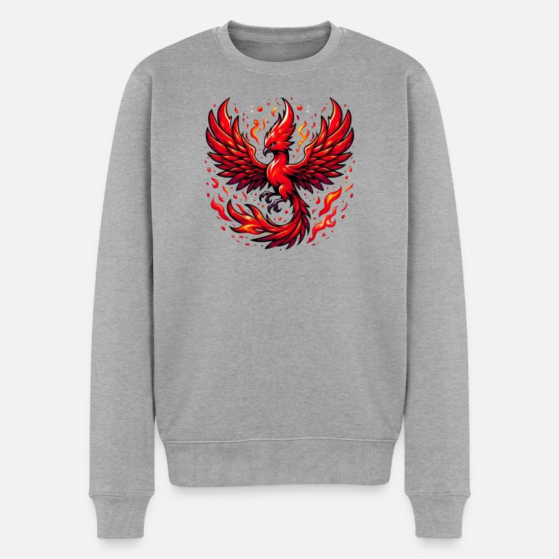 Roter Phönix - Männer Premium Bio Pullover - Grau meliert