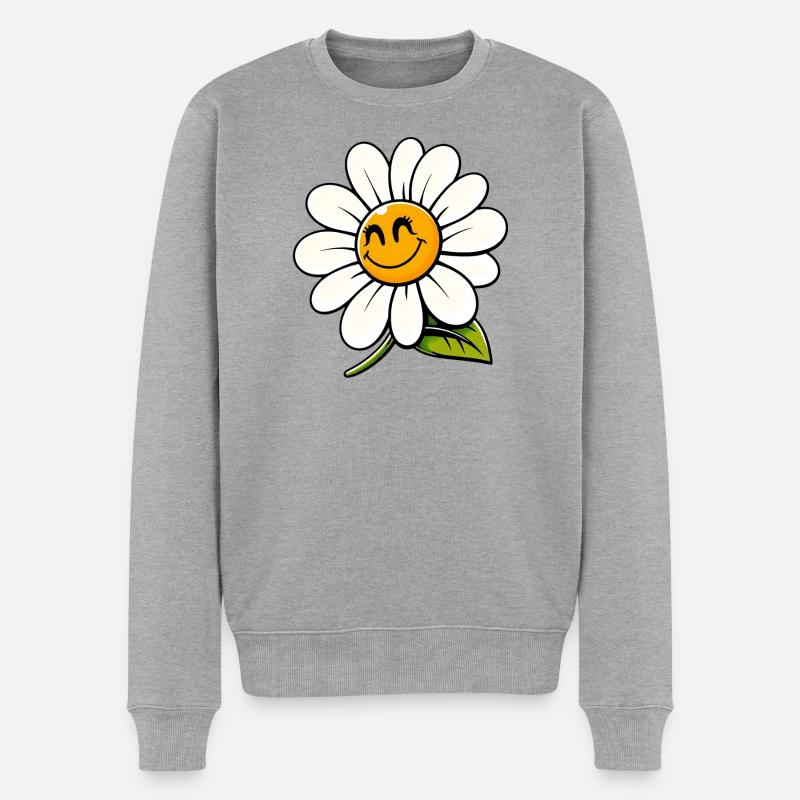 Gänseblümchen - Männer Premium Bio Pullover - Grau meliert