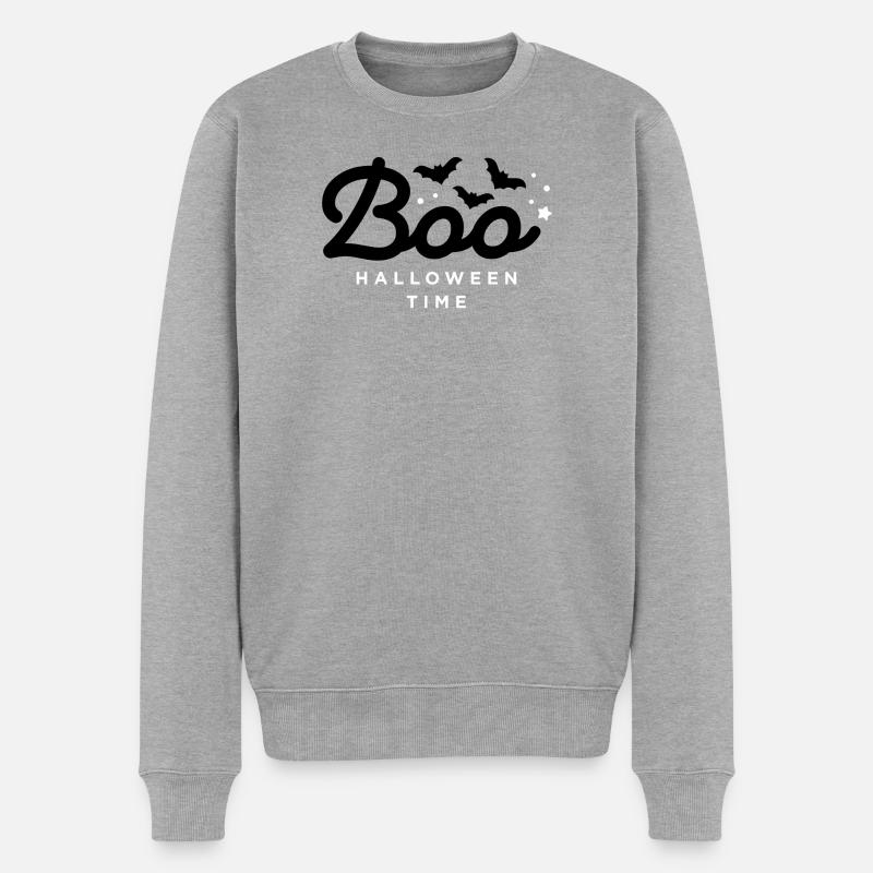 Gruselige Silhouette Halloween Design - Männer Premium Bio Pullover - Grau meliert