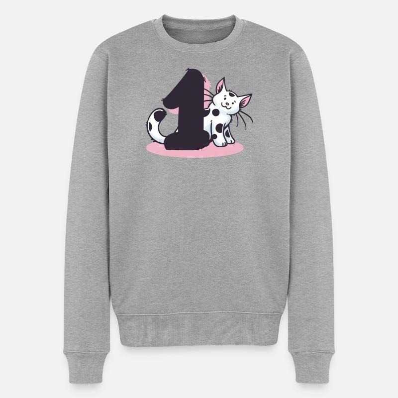 Chat numéro 1 - Pull Premium bio Homme - gris chiné
