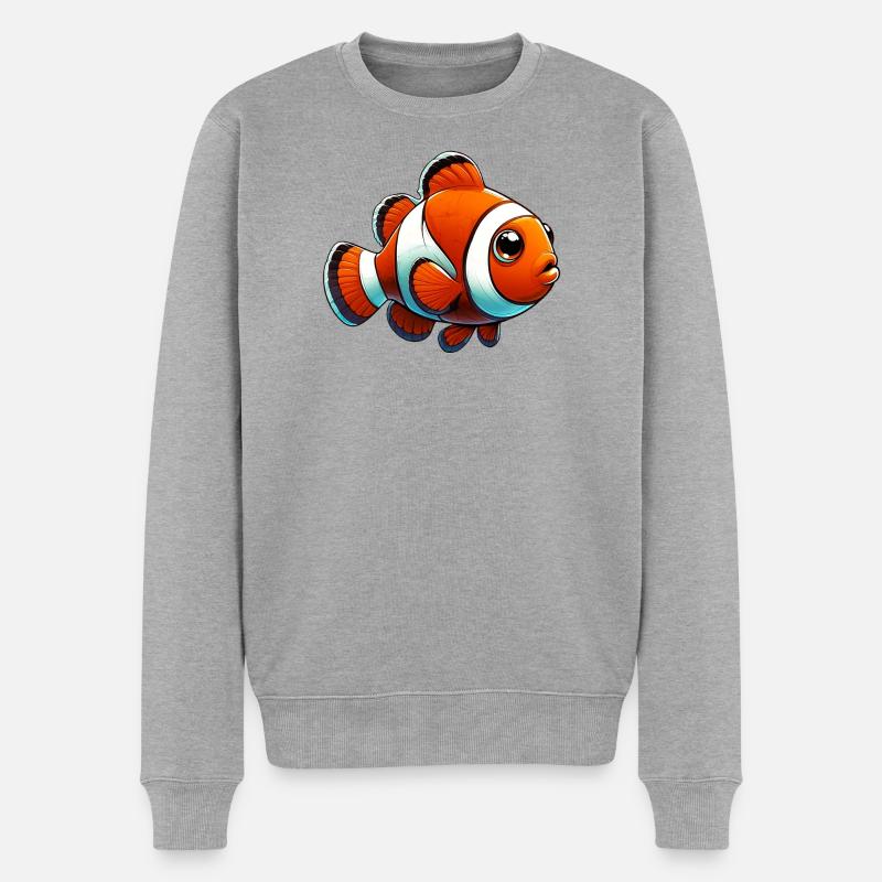 Clownfisch - Männer Premium Bio Pullover - Grau meliert