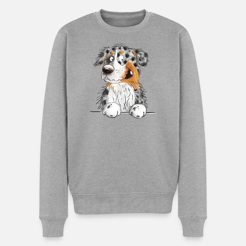 Funny Australian Shepherd Blue Merle - Männer Premium Bio Pullover - Grau meliert