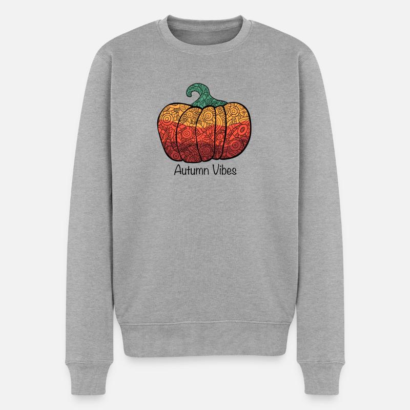 Mandala Herbst Kürbis Autumn Vibes - Männer Premium Bio Pullover - Grau meliert