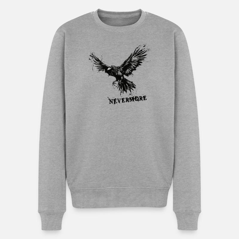 Nevermore - Männer Premium Bio Pullover - Grau meliert