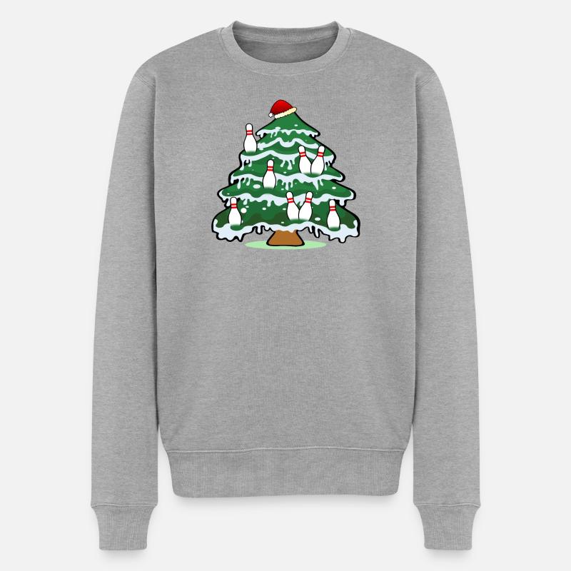 WEIHNACHTSBAUM KEGELSPORT BOWLINGBAHN - Männer Premium Bio Pullover - Grau meliert