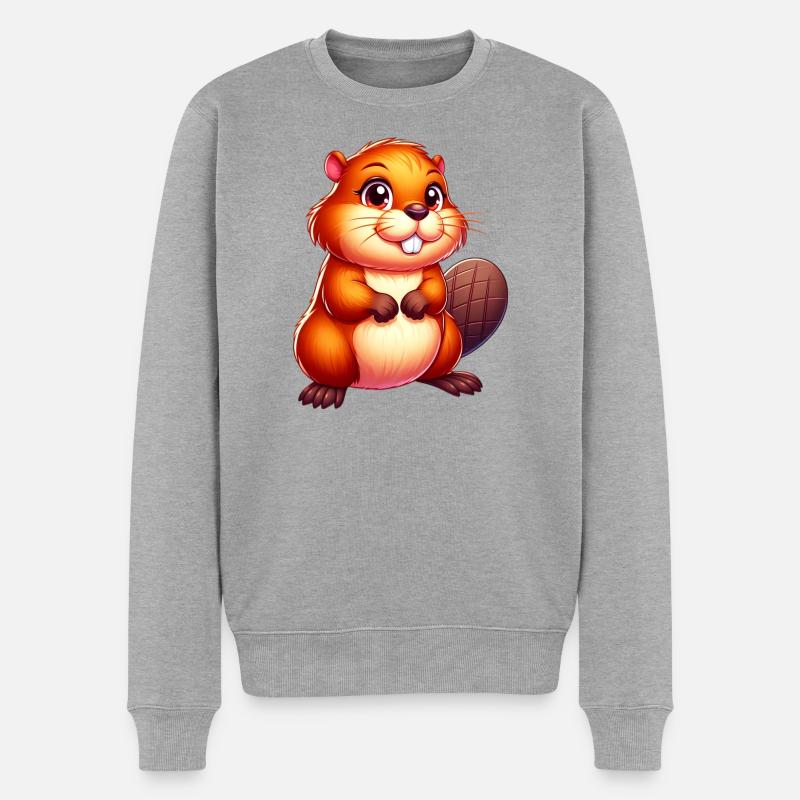 Bieber - Männer Premium Bio Pullover - Grau meliert