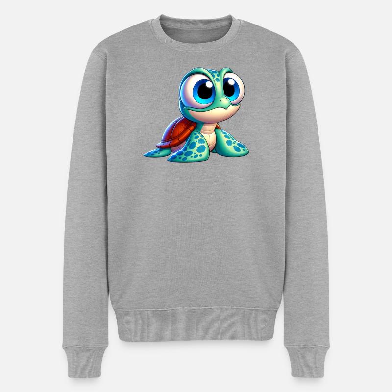 Schildkröte - Männer Premium Bio Pullover - Grau meliert