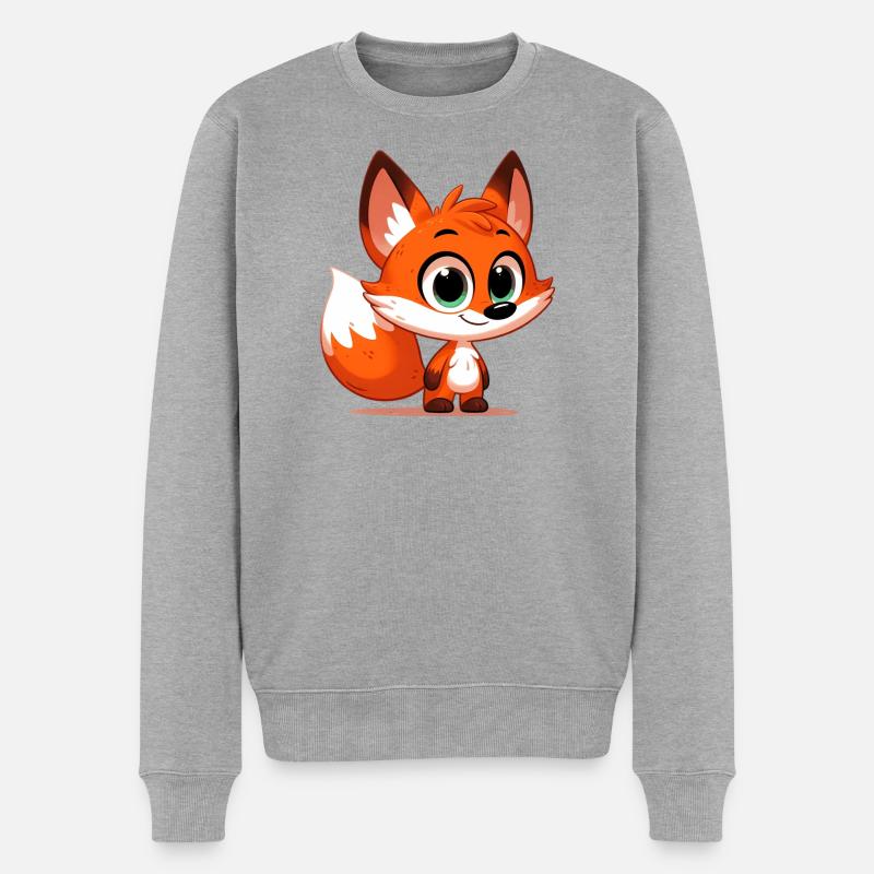 Fuchs - Männer Premium Bio Pullover - Grau meliert