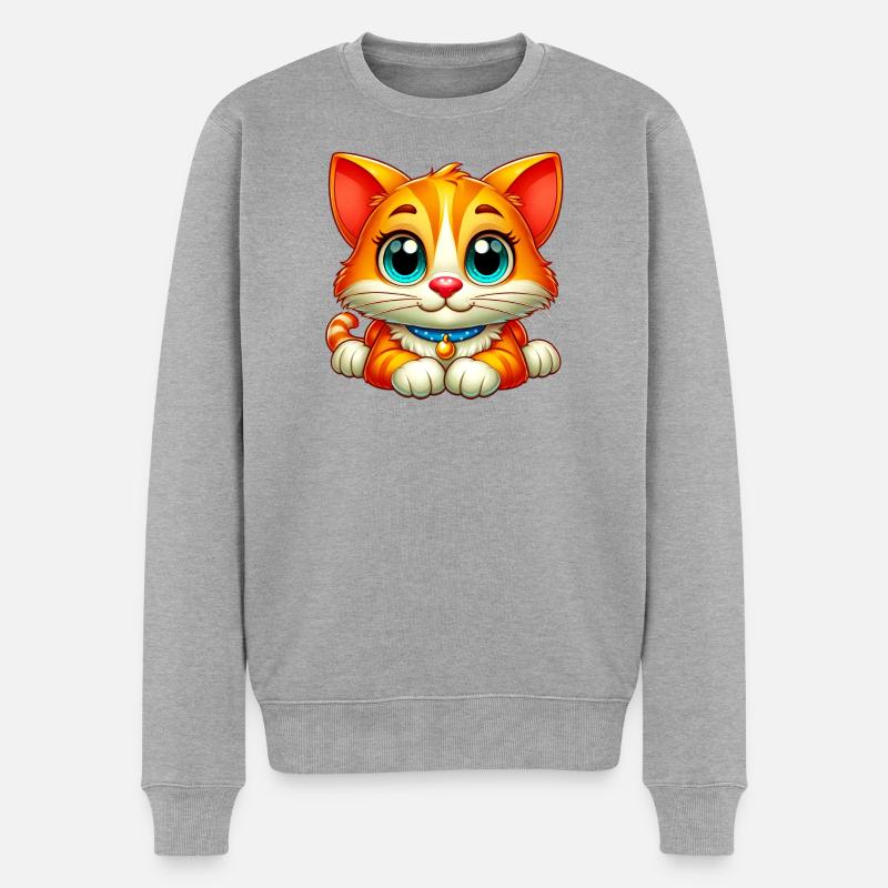 Chat - Pull Premium bio Homme - gris chiné