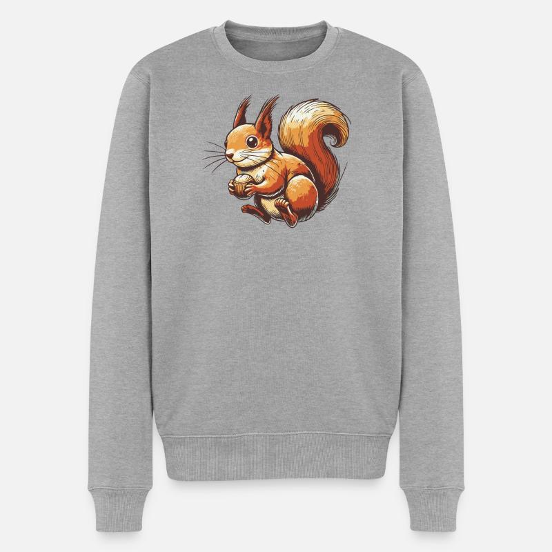 Eichhörnchen - Männer Premium Bio Pullover - Grau meliert