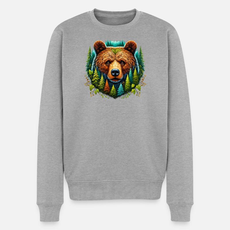 Bär - Männer Premium Bio Pullover - Grau meliert