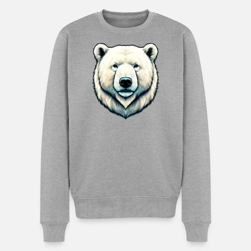 Weißer Eisbär - Männer Premium Bio Pullover - Grau meliert