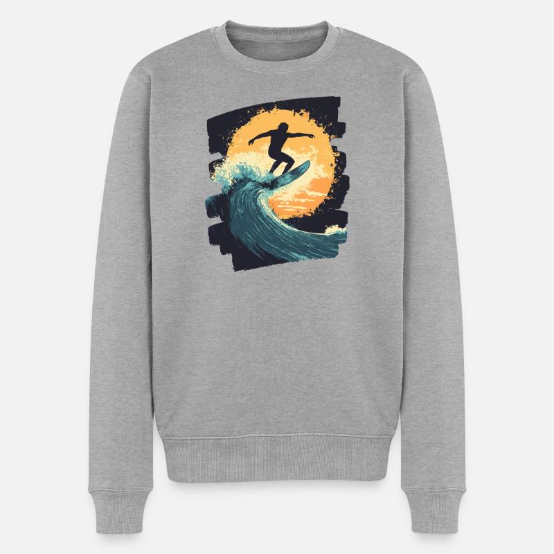 Surfeur Surf Planche de surf Surf - Pull Premium bio Homme - gris chiné