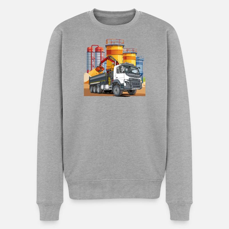 LKW in der Mischanlage - Männer Premium Bio Pullover - Grau meliert
