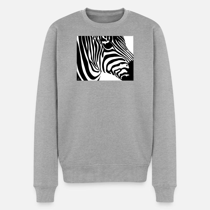 Zebraprint: Kontraststreifen - Männer Premium Bio Pullover - Grau meliert