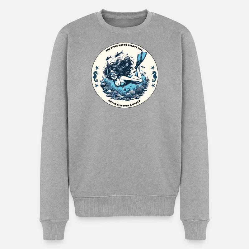 "BENEATH THE SURFACE" - Männer Premium Bio Pullover - Grau meliert