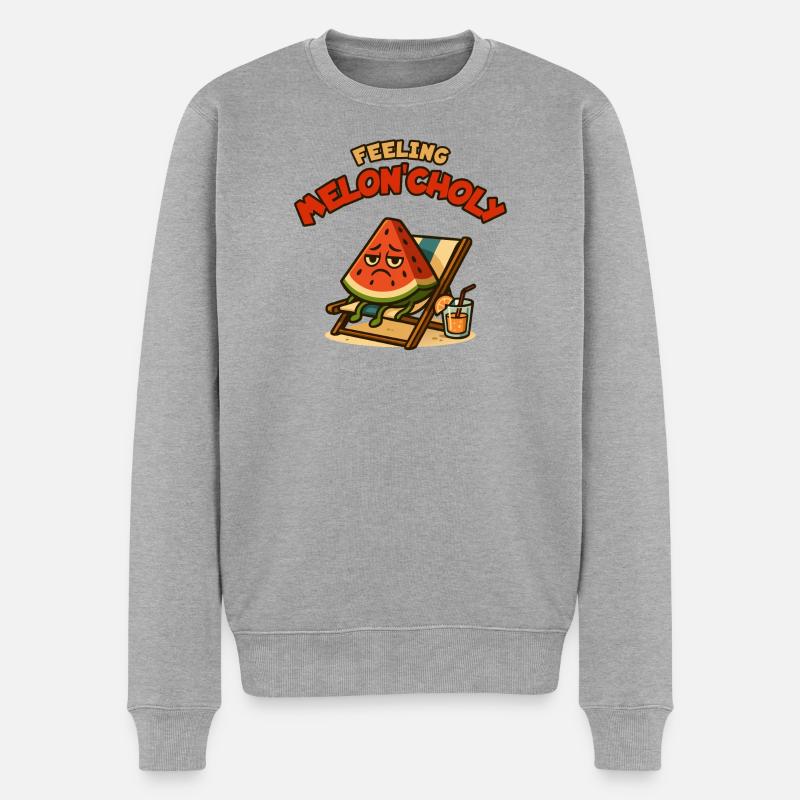 Meloncholie in der Sonne - Männer Premium Bio Pullover - Grau meliert