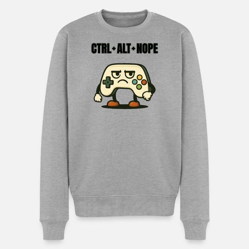 CTRL ALT NON Meme contrôleur - Pull Premium bio Homme - gris chiné