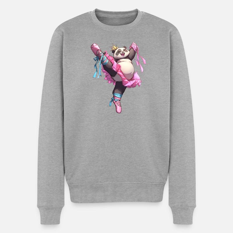 Panda Ballerina - Männer Premium Bio Pullover - Grau meliert