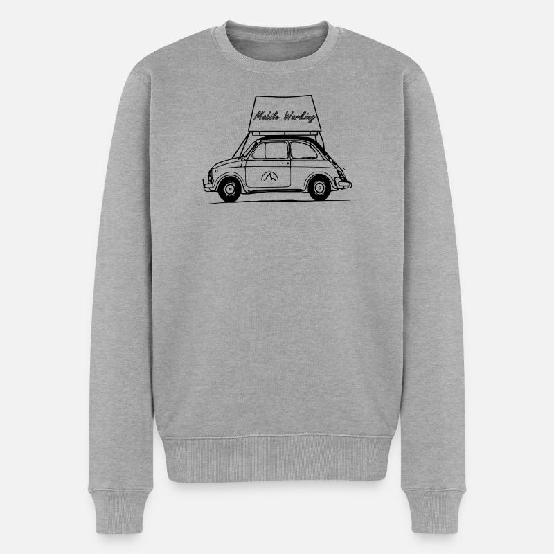 Mobile Working - Männer Premium Bio Pullover - Grau meliert