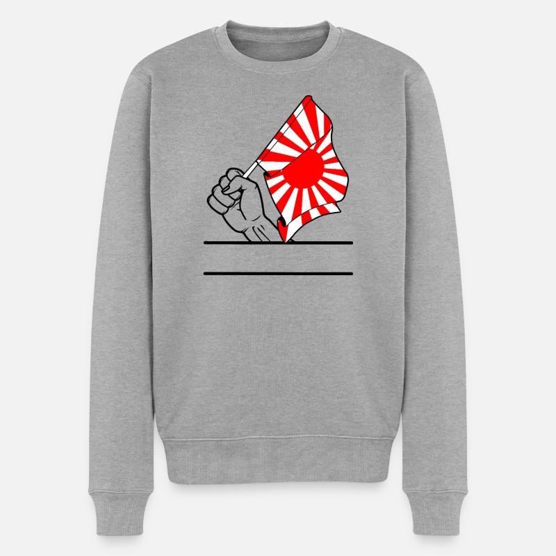Faust mit aufgehender Sonne Flagge 2 - Männer Premium Bio Pullover - Grau meliert