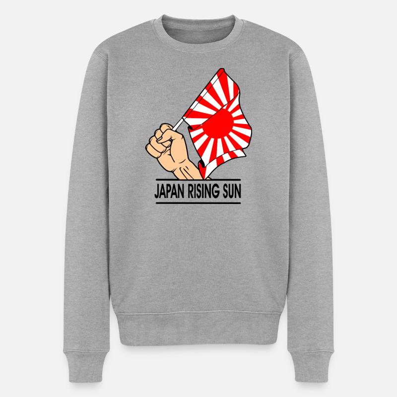 Poing avec drapeau du Soleil Levant - Pull Premium bio Homme - gris chiné