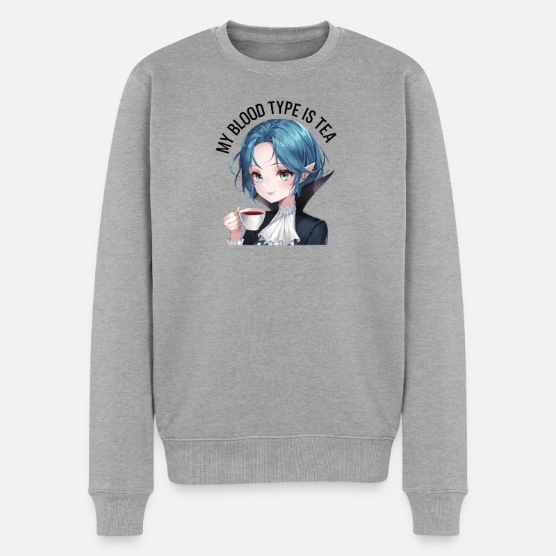 Meine Blutgruppe ist Tee - Männer Premium Bio Pullover - Grau meliert