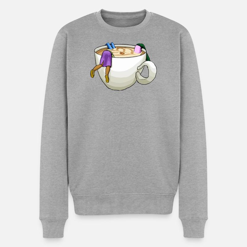 L’heure du café - Pull Premium bio Homme - gris chiné