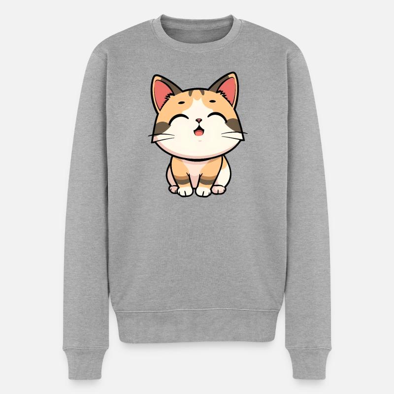 Chat - Pull Premium bio Homme - gris chiné