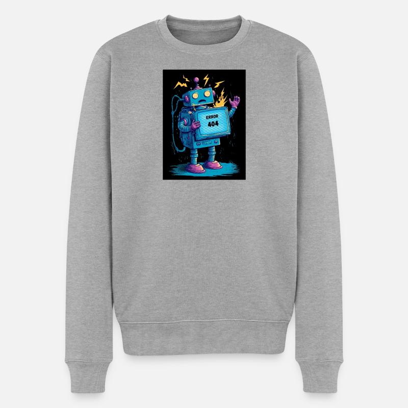 404 Bot – Gehirn nicht gefunden - Männer Premium Bio Pullover - Grau meliert