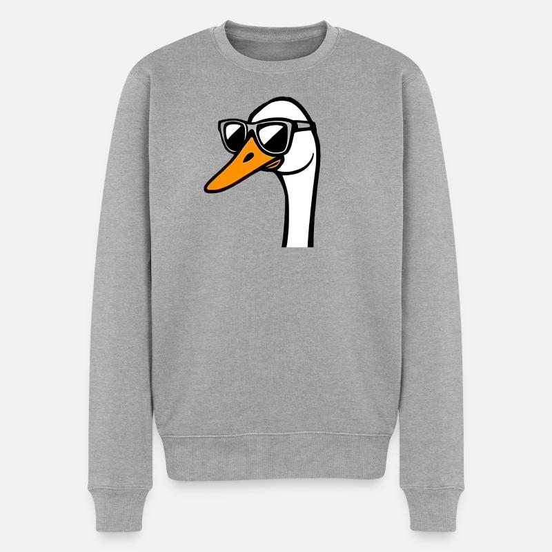 Gans - Männer Premium Bio Pullover - Grau meliert