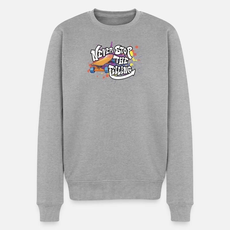 Skateboard Graffiti Motivation Design - Männer Premium Bio Pullover - Grau meliert