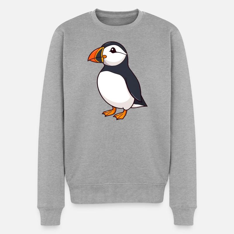 Papageientaucher Puffin - Männer Premium Bio Pullover - Grau meliert