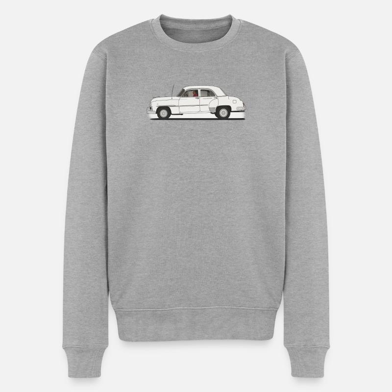 Klassisches Retro-Auto in Schwarz und Weiß - Männer Premium Bio Pullover - Grau meliert